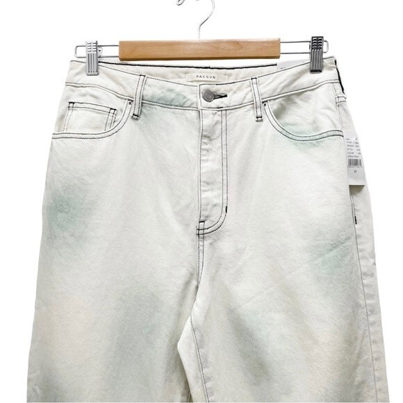 NWT PacSun Eco White & Green Mom Jeans Relaxed Fit Tapered Denim Size 29 | 8 NEW - Picture 6 of 13